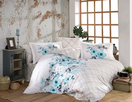 Hobby Kingsize Poplin Nevresim Belinda Mavi