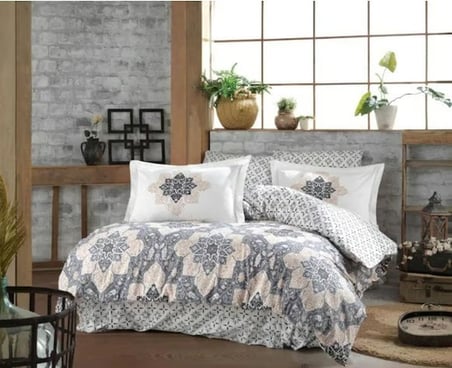 Hobby Kingsize Poplin Nevresim Amanda Gri