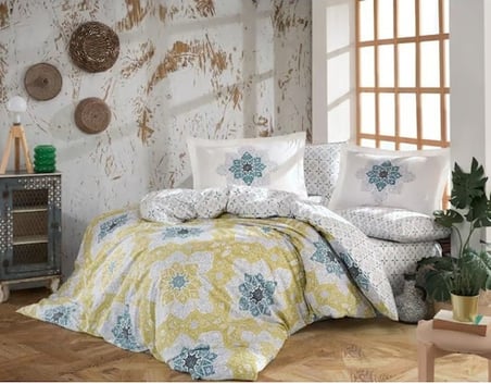 Hobby Kingsize Poplin Nevresim Amanda Sarı
