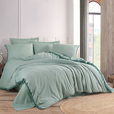 PRİVATE ÇİFT KİŞİLİK NEVRESİM TAKIMI İPLİĞİ BOYALI MİNT