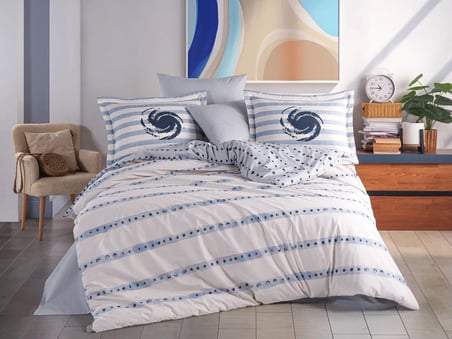 Hobby Çift Kişilik Poplin Nevresim Squall Deniz