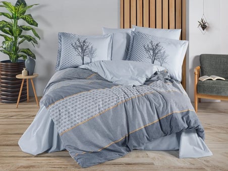 Hobby Çift Kişilik Poplin Nevresim Tanya İndigo