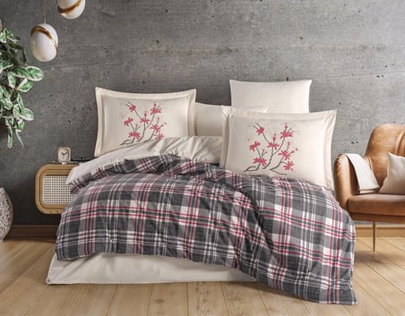 Hobby Çift Kişilik Poplin Nevresim Margeret Siyah