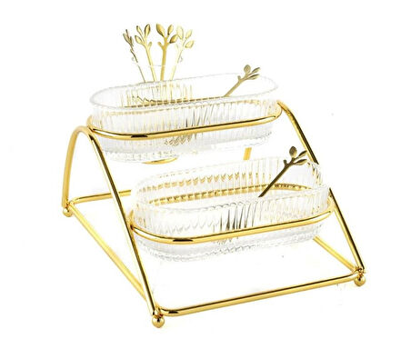 Mikasa Moor Gold 2 Katlı Metal Cam Servis 27x20x14cm P350.824183