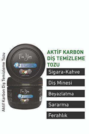 For You Gold Aktif Karbon Diş Temizleme Tozu 50 gr Extra Beyazlatıcı Diş Tozu + Nane(2Adet)