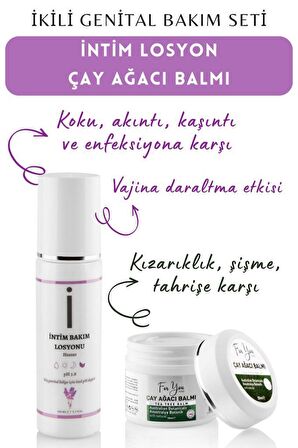 Intim Genital Bölge Akıntı Kaşıntı Iltihap, Yanma, Ağrı Ve Koku Gidermeye Yardımcı Losyon + Çay Ağacı Balm