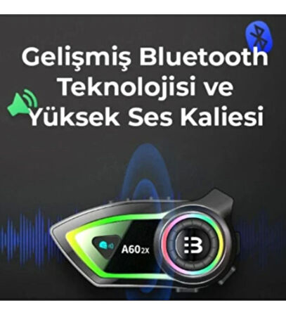 A60 2X Motosiklet Kask Kulaklığı IP67 Su Geçirmez 2 Intercom Bağlantılı