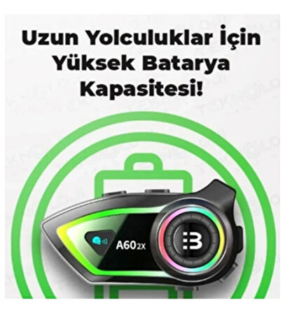 A60 2X Motosiklet Kask Kulaklığı IP67 Su Geçirmez 2 Intercom Bağlantılı