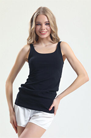 Penye Kumaşlı Dar Askılı Uzun Atlet