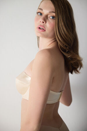 Saten Yarı Destekli Toparlayıcı Straplez Sütyen