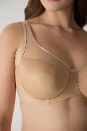 Saten Tüllü Balenli Büyük Beden Toparlayıcı Sütyen