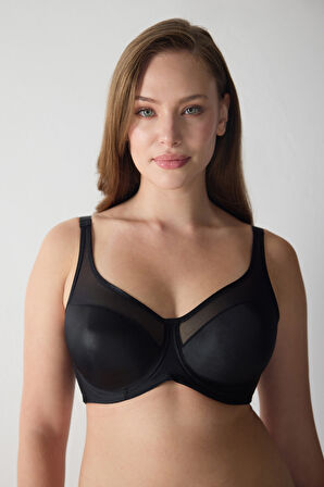 Saten Tüllü Balenli Büyük Beden Toparlayıcı Sütyen