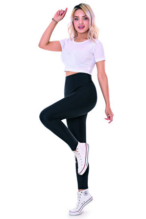 Kompedan SS23 Kadın Siyah Renk Yüksek Bel Toparlayıcı Esnek Örme Tayt