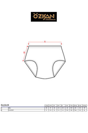 Özkan 0305 6'lı Paket Kadın Ribana Esnek Pamuklu Yüksek Bel Bato Külot