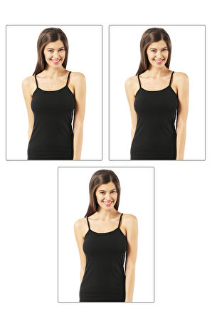 Özkan 23319 3'lü Paket Kadın Pamuklu Likralı Süprem Esnek Rahat İnce Askılı Atlet