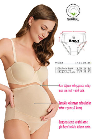 Özkan 23582 5'li Paket Kadın Pamuklu Likralı Süprem Hamile Lohusa Yüksek Bel Bato Külot