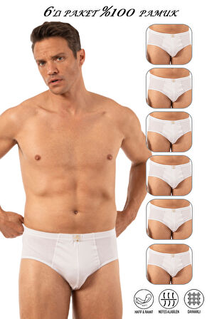 Özkan 0037 6'lı Paket Erkek %100 Pamuklu Penye Süprem Esnek Rahat Slip Külot
