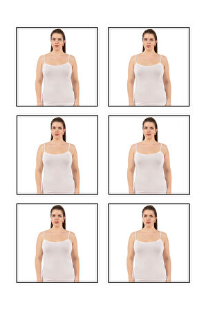 Özkan 25923 6'lı Paket Kadın Viskon İp Askılı Biyeli Yumuşak İnce Askılı Büyük Geniş Beden Atlet