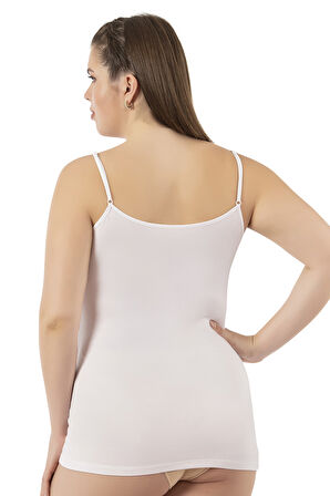 Özkan 25923 6'lı Paket Kadın Viskon İp Askılı Biyeli Yumuşak İnce Askılı Büyük Geniş Beden Atlet