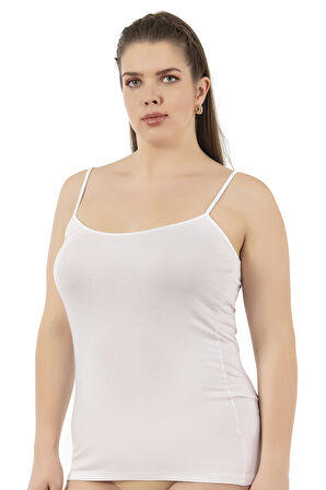 Özkan 25923 6'lı Paket Kadın Viskon İp Askılı Biyeli Yumuşak İnce Askılı Büyük Geniş Beden Atlet