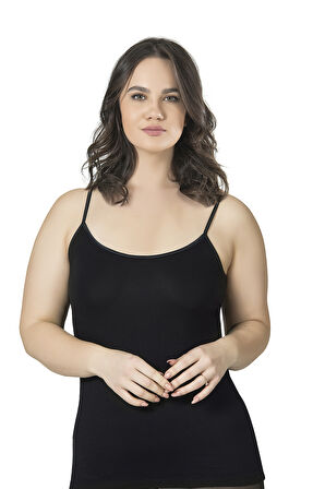 Özkan 25923 3'lü Paket Kadın Viskon İp Askılı Biyeli Yumuşak İnce Askılı Büyük Geniş Beden Atlet