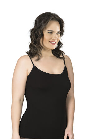 Özkan 25923 3'lü Paket Kadın Viskon İp Askılı Biyeli Yumuşak İnce Askılı Büyük Geniş Beden Atlet