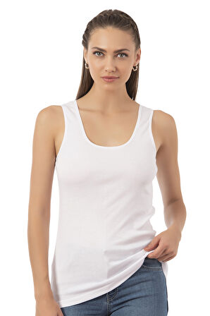 Özkan 0111 6'lı Paket Kadın %100 Pamuklu Ribana Esnek Rahat Biyeli Kalın Askılı Örme Atlet