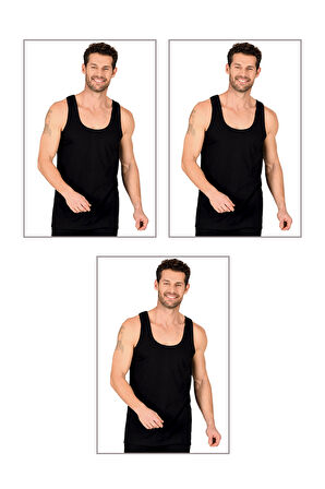 Özkan 11406 3'lü Paket Erkek %100 Pamuklu Ribana Esnek Rahat Kalın Askılı Örme Atlet