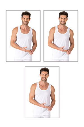 Özkan 11407 3'lü Paket Erkek %100 Pamuklu Süprem Esnek Rahat Kalın Askılı Örme Atlet