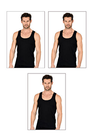 Özkan 11407 3'lü Paket Erkek %100 Pamuklu Süprem Esnek Rahat Kalın Askılı Örme Atlet