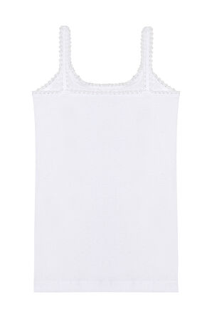 Özkan 1610 5'li Paket Kız Çocuk %100 Pamuklu Ribana Yakası Dantel Detaylı İnce Askılı Örme Atlet