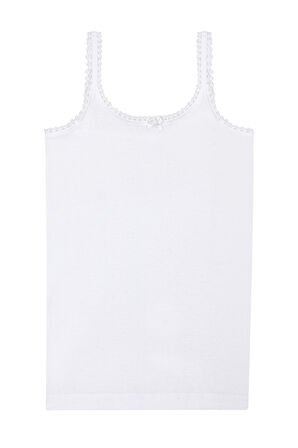 Özkan 1610 10'lu Paket Kız Çocuk %100 Pamuklu Ribana Yakası Dantel Detaylı İnce Askılı Örme Atlet