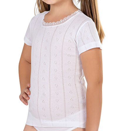 Özkan 42780 10'lu Paket Kız Çocuk Transferli %100 Pamuklu Ribana Esnek Rahat Kısa Kollu Fanila Atlet Tişört