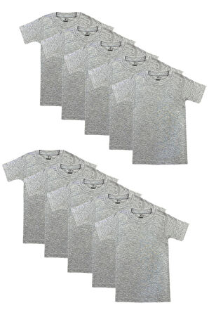 Özkan 0706 10'lu Paket Erkek Çocuk %100 Pamuklu Ribana Esnek Rahat Yarım Kol Kapalı Yaka Fanila T-shirt