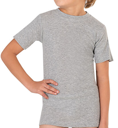 Özkan 0706 10'lu Paket Erkek Çocuk %100 Pamuklu Ribana Esnek Rahat Yarım Kol Kapalı Yaka Fanila T-shirt