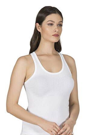 Özkan 7416 3'lü Paket Kadın Pamuklu Penye Likralı Süprem Esnek Rahat Kalın Askılı Sırtı Çapraz Sporcu Rambo Atlet