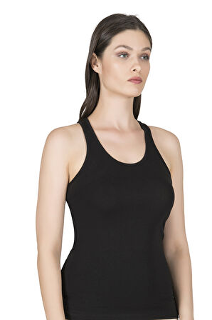 Özkan 7416 3'lü Paket Kadın Pamuklu Penye Likralı Süprem Esnek Rahat Kalın Askılı Sırtı Çapraz Sporcu Rambo Atlet