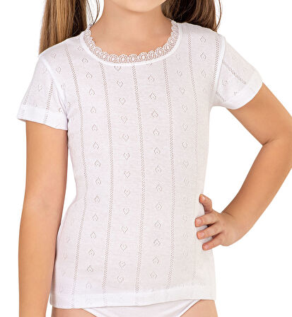 Özkan 42780 5'li Paket Kız Çocuk Transferli %100 Pamuklu Ribana Esnek Rahat Kısa Kollu Fanila Atlet Tişört