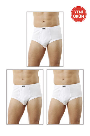 Özkan 0117 3'lü Paket Erkek Pamuklu Ribana Torbalı Esnek Yumuşak Rahat Slip Külot