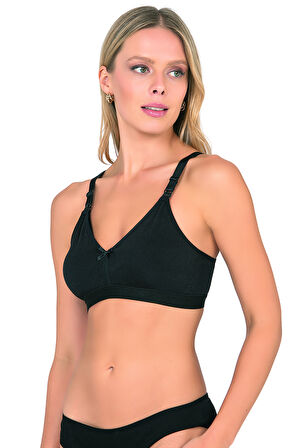 Kompedan 428 Kadın Pamuklu Esnek Rahat Balensiz Telsiz Dolgusuz Boş Kap Lohusa Emzirme Sütyeni