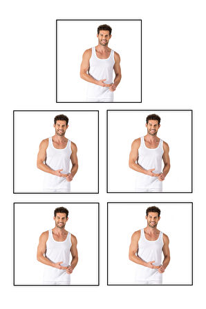 Özkan 11407 5'li Paket Erkek %100 Pamuklu Süprem Esnek Rahat Kalın Askılı Örme Atlet