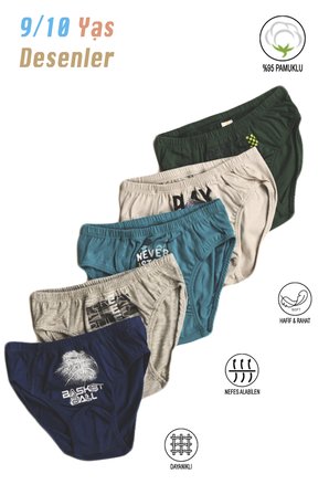 Özkan 31801 5'li Paket Erkek Çocuk Karışık Renkli Desenli Pamuklu Yumuşak Rahat Slip Külot
