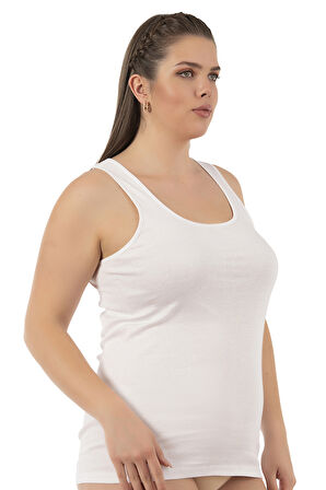 Özkan 0111-bb Kadın %100 Pamuklu Ribana Esnek Rahat Biyeli Kalın Askılı Büyük Beden Örme Atlet