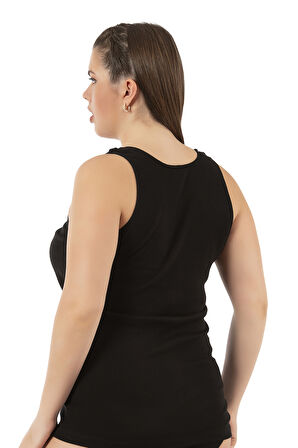 Özkan 0111-bb Kadın %100 Pamuklu Ribana Esnek Rahat Biyeli Kalın Askılı Büyük Beden Örme Atlet