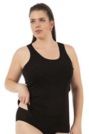 Özkan 0111-bb Kadın %100 Pamuklu Ribana Esnek Rahat Biyeli Kalın Askılı Büyük Beden Örme Atlet