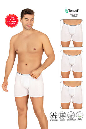 Özkan 11256 3'lü Paket Erkek Premium Kumaş Modal Pamuklu Esnek Yumuşak Boxer Şort