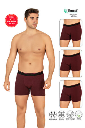 Özkan 11256 3'lü Paket Erkek Premium Kumaş Modal Pamuklu Esnek Yumuşak Boxer Şort
