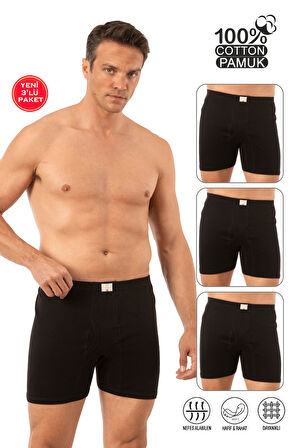 Özkan 0043 3'lü Paket Erkek %100 Pamuklu Penye Süprem Kumaş Esnek Rahat Paçalı Don Boxer Külot