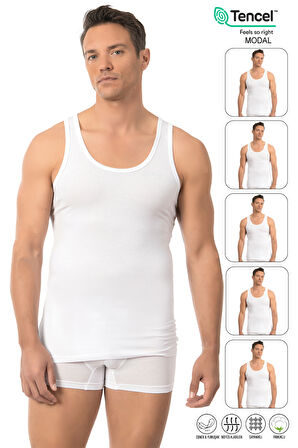 Özkan 10852 5'li Paket Erkek Premium Kumaş Pamuklu Modal Esnek Rahat Kalın Askılı Atlet