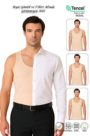 Özkan 10852 3'lü Paket Erkek Premium Esnek Kumaş Pamuklu Modal Kalın Askılı Atlet